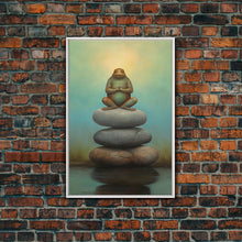 Carregar imagem no visualizador da galeria, Frog Wall Art, Frog Balancing On Rocks, Zen Animal Wall Art, Nature, Modern Print, Wall Decor, Canvas Print, Wall Art, Framed Canvas
