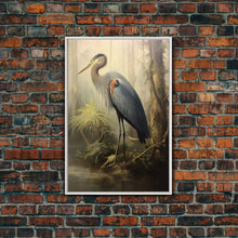 Cargar imagen en el visor de la galería, Bird Wall Art, Heron Art Print, Heron In Pond, Nature Wall Decor, Modern Print, Wall Decor, Canvas Print, Wall Art, Framed Canvas
