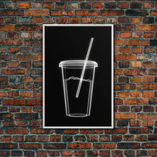Load image into Gallery viewer, Disposable Plastic Cup Wall Art, Kitchen Wall Art, Cup With Straw, Minimalist Print, Wall Decor, Canvas Print, Wall Art, Framed Canvas
