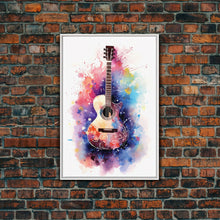 Cargar imagen en el visor de la galería, Cosmic Acoustic Guitar Wall Art Framed Canvas Print, Guitar Art, Guitar Wall Art, Music Art, Guitar Poster, Guitar Player Gift, Guitar Gifts
