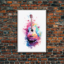 Carregar imagem no visualizador da galeria, Acoustic Guitar Graffiti Art, Framed Canvas Print, Guitar Poster, Guitar Wall Art, Guitar Light, Gifts For Him, Watercolor Art, Music Art
