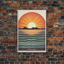 Load image into Gallery viewer, Sunset Sunrise Boho Wall Decor, Framed Canvas Print Or Poster, Sunset Framed Wall Hanging, Minimalist Art Deco Retro Wall Art
