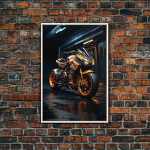 Carregar imagem no visualizador da galeria, Futuristic Cyberpunk Motorcycle Concept Art, Sport Bike Canvas Print
