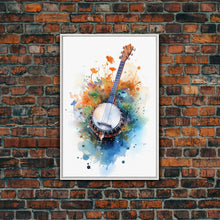Load image into Gallery viewer, 4 String Banjo Gift, Banjo Wall Art Canvas Print, Country Music Art, Guitar Art, Banjo Poster Print, Banjo Gifts, Musical Art
