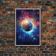 Load image into Gallery viewer, Galaxy Disco Ball, Framed Canvas Print, Music Studio Decor, Graduation Gift
