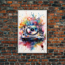 Load image into Gallery viewer, Turn Table Wall Art, DJ Art, Disc Jockey Decor, Music Studio Decor, Framed Canvas Print
