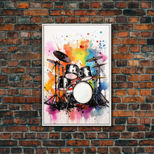Carregar imagem no visualizador da galeria, Drum Art, Gift For Drummer, Framed Canvas Print, Studio Art, Music Studio Decor, Drum Set
