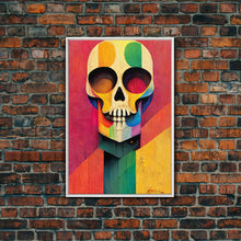Cargar imagen en el visor de la galería, Cool Skull art, canvas print, sugar skull wall decor, skeleton face painting, abstract art deco style Halloween art
