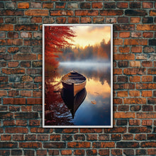 Load image into Gallery viewer, Boat Wall Art, Lake Wall Print, Fall Art Print, Canvas Print, Wall Art, Vertical Art, Wedding Gift, Indie Room Decor, Western Wall Decor
