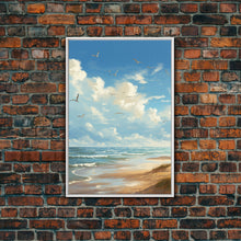 Carregar imagem no visualizador da galeria, Beach Wall Print, Ocean Wall Art, Seashore, Seascape Art, Canvas Print, Wall Art, Vertical Art, Gifts For Grandma, Bedroom Prints
