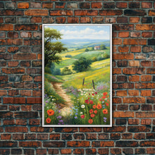 Load image into Gallery viewer, Countryside Wall Art, Wildflowers Wall Art, Meadow Wall Print, Canvas Print, Wall Art, Vertical Art, Country Wall Art, Landscape Art
