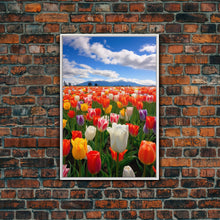 Load image into Gallery viewer, Tulips Wall Print, Flower Art Print, Vibrant Wall Art, Canvas Print, Wall Art, Vertical Art, Teacher Gift, Above Bed Decor, Office Prints
