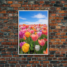 Load image into Gallery viewer, Tulip Print, Flower Wall Art, Vibrant Wall Art, Canvas Print, Wall Art, Vertical Art, Dining Room Prints, New Homeowner Gift, Ranch Decor
