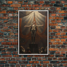 Load image into Gallery viewer, The Macabre Circus, Spooky Cursed Circus Act, Framed Canvas Print, Halloween Poster Art, Horror Prints, Victorian Circus Act

