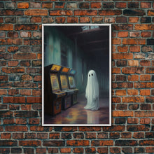 Carregar imagem no visualizador da galeria, Ghost in an Abandoned Arcade, Nostalgia Canvas, Art Canvas Print, Dark Academia, Gothic Retro, Game Room Art, Halloween Decoration
