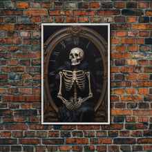 Load image into Gallery viewer, Victorian Halloween Art, Floral Skeleton, Framed Canvas Print, Skeletal Art, Halloween Art Print, Halloween Decoration, Halloween Printables
