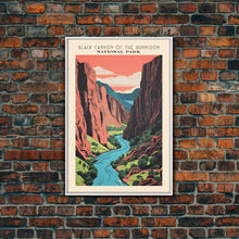 Carregar imagem no visualizador da galeria, Black Canyon Of The Gunnison National Park Travel Art, National Park Art, Minimalist Travel Art, Midcentury Modern Style Landscape Painting
