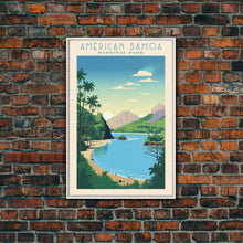 Carregar imagem no visualizador da galeria, American Samoa National Park Vatia Travel Art, National Park Print, Minimalist Travel Art, Midcentury Modern Style Landscape Painting
