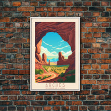 Carregar imagem no visualizador da galeria, Arches National Park Utah Travel Art, National Park Print, Minimalist Travel Art, Midcentury Modern Style Landscape Painting
