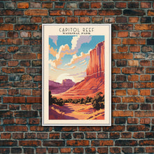 Carregar imagem no visualizador da galeria, Capitol Reef National Park Utah Travel Art, National Park Print, Minimalist Travel Art, Midcentury Modern Style Landscape Painting
