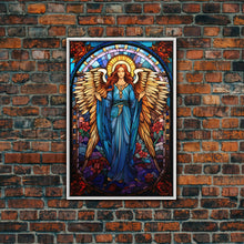 Carregar imagem no visualizador da galeria, Angel, Fantasy Artwork Canvas Print, Wall Hanging, Portrait Art, Stained Glass Art, Mystical Wall Art, Tiny House Decor, Gift For Women
