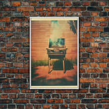 Load image into Gallery viewer, Barbecue Grill, Farmhouse Wall Art, Outdoors Art, Grill Gifts, Canvas Print, Wall Hanging, Portrait Art, Man Cave Art, Office Wall Decor
