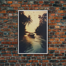 Load image into Gallery viewer, Boat Art, River Wall Art, Adventure, Canvas Print, Wall Hanging, Portrait Art, Nature Wall Art, Gift For Boss, Office Wall Art, Room Decor
