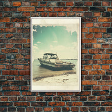 Load image into Gallery viewer, Boat Wall Art, Beach Wall Art, Coastal Wall Art, Canvas Print, Wall Hanging, Portrait Art, Home Wall Decor, Office Wall Art, Unique Gift
