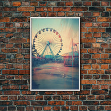 Load image into Gallery viewer, Ferris Wheel, Theme Park, Carnival Rides, Canvas Print, Wall Hanging, Portrait Art, New Homeowner Gift, Modern Home Decor, Bookshelf Decor
