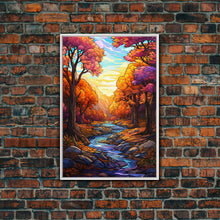 Carregar imagem no visualizador da galeria, Beautiful Fall Decor, Framed Canvas Print, Mosaic / Stained Glass Style Painting, Gliclee Print, Autumn Decor, Thanksgiving Decorations
