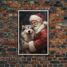 Cargar imagen en el visor de la galería, Santa Claus and his Alaskan Malamute, Christmas Wall Art, Dog Gift, Christmas Dog, Winter Wall Art, Santa Decor, Santa Art Print
