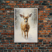 Carregar imagem no visualizador da galeria, Cute Buck Wearing A Santa Hat, Christmas Decor, Woodland Animals, Christmas Wall Art, Winter Decor, Holiday Decor, Seasonal Decor, Cute Deer
