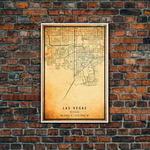 Load image into Gallery viewer, Old Las Vegas City Map Wall Art Canvas Print, Vintage Style Las Vegas Map, Framed Wall Art, Cool Las Vegas Nevada Wall Art, Office Decor

