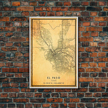 Load image into Gallery viewer, El Paso Texas Vintage Map Print, El Paso Map, Texas Map Art, El Paso City Road Map Poste, Vintage Gift Map, Travel Vacation Art, Rustic Map

