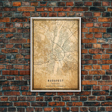 Carregar imagem no visualizador da galeria, Budapest Hungary map print poster or framed canvas, Budapest map print poster canvas, Budapest map print poster canvas, Vintage Travel Art
