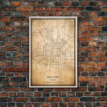 Cargar imagen en el visor de la galería, Beijing China map print poster or framed canvas, Beijing map print poster canvas, Beijing city map print poster canvas, Vintage Travel Art
