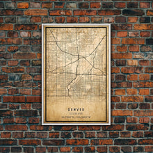 Load image into Gallery viewer, Denver map print poster canvas, Colorado map print poster canvas, Denver city map print poster canvas, framed road map art, office decor
