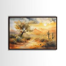 Load image into Gallery viewer, Desert Landscape Watercolor Painting, Wood Framed Canvas Print, Utah Desert Painting, Metal Print, Farmhouse Decor
