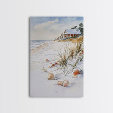 Cargar imagen en el visor de la galería, Christmas On A Snow Capped Beach, Wood Framed Wall Art, Rustic Christmas Decor, Tropical / nautical Christmas Art
