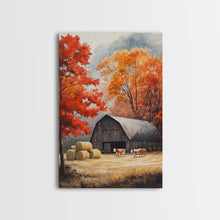 Carregar imagem no visualizador da galeria, Fall Decor, Barn Amongst The Falling Leaves, Farmhouse Decor, Fall Art, Autumn Decor, Thanksgiving Seasonal Wall Art
