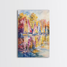 Cargar imagen en el visor de la galería, Church Steeple Surrounded By Fall Trees Framed Canvas Print Autumn Village Scene Best Gift Seasonal Wall Art Holiday Home Decor
