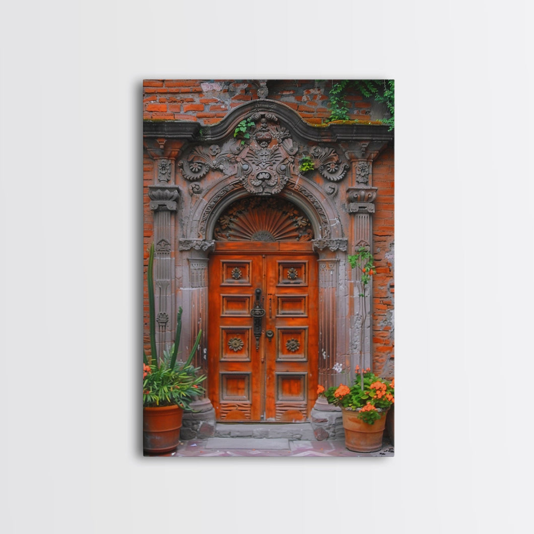 Change23. Mexican Wall Art, Framed Canvas Print, Old Town Mexico Architecture Wall Art, Framed Art