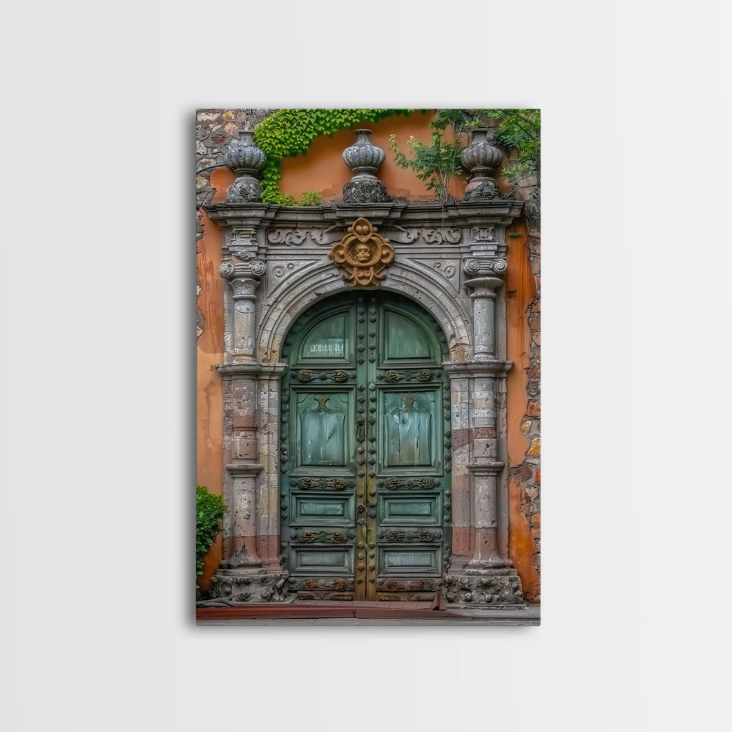 Change23 Hacienda Architecture Framed Canvas Print, Mexican Wall Art, Art of Mexico, Original Artwork, Wood Framed Ready To Hang