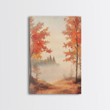 Carregar imagem no visualizador da galeria, Canvas Print of Serene Autumn Path with Misty Background, Fall Wall Art, Seasonal Decor, Gift Idea, Modern Farmhouse, Autumn Landscape
