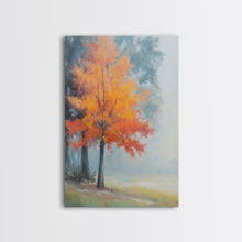 Carregar imagem no visualizador da galeria, Canvas Print of Vibrant Autumn Tree in Misty Background, Seasonal Wall Art, Fall Decor, Best Gift Idea, Modern Farmhouse Landscape Art
