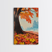 Carregar imagem no visualizador da galeria, Framed Canvas Print of Vibrant Autumn Tree and Leaves, Seasonal Wall Art, Fall Decor, Gift Idea, Modern Farmhouse, Autumn Landscape Art
