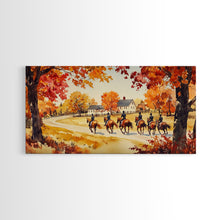Carregar imagem no visualizador da galeria, Fall farmhouse wall art Framed Canvas Print equestrian scene autumn country decor cozy farmhouse holiday decor above sofa art gift idea
