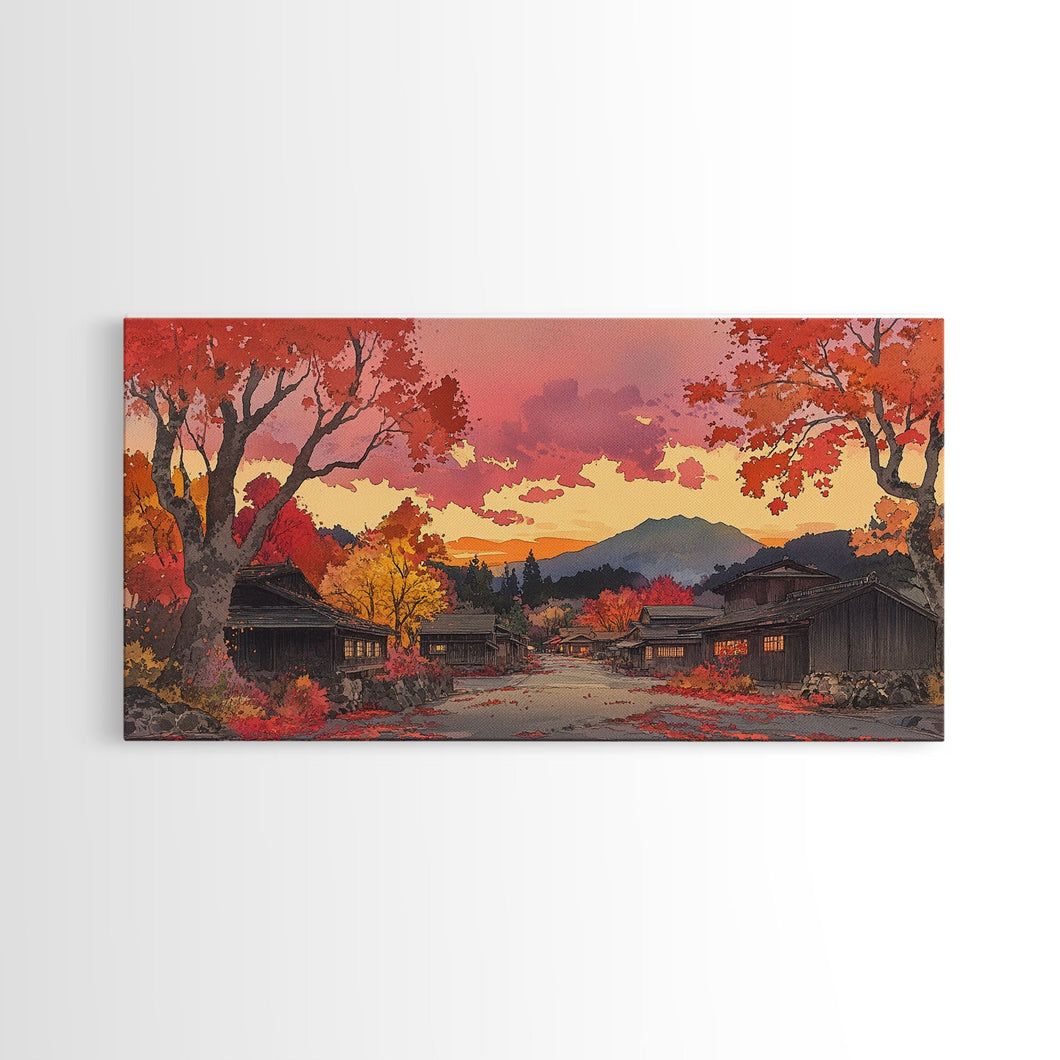 Fall farmhouse wall art, moody landscape, canvas print, rustic Christmas decor, holiday decor, gallery wall, seasonal wall art