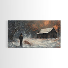 Load image into Gallery viewer, Cowboy On The Farm, Framed Canvas Print Fall Cowboy Wall Art Above Sofa Decor Moody Fall Western Wall Art

