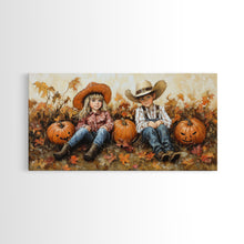 Load image into Gallery viewer, Framed Canvas Print Cowboy On Horse Overlooking Fall Mountain Peaks Western Horse Rider Autumn Scenic Wall Art Fall Colors

